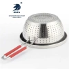 Mutually reinforcing silicone single-handle draining basin, stainless steel water filter basin, leaky basin, steel-handled rice sieve, fruit basket, washing basin, rice-washing basin, filter basin, rice-washing sieve, rice-washing machine, fruit and vegetable basket, multi-purpose basin, stainless steel closely-hole basket, single-handle rice sieve, kitchen Specification image
